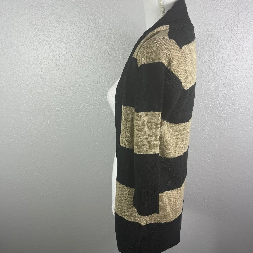 Black &‎ Brown striped open sweater